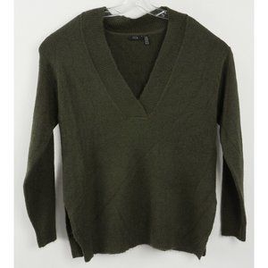 NWOT RDI Women's Medium Dark Green Knit Acrylic Blend Oversized V-Neck Sweater